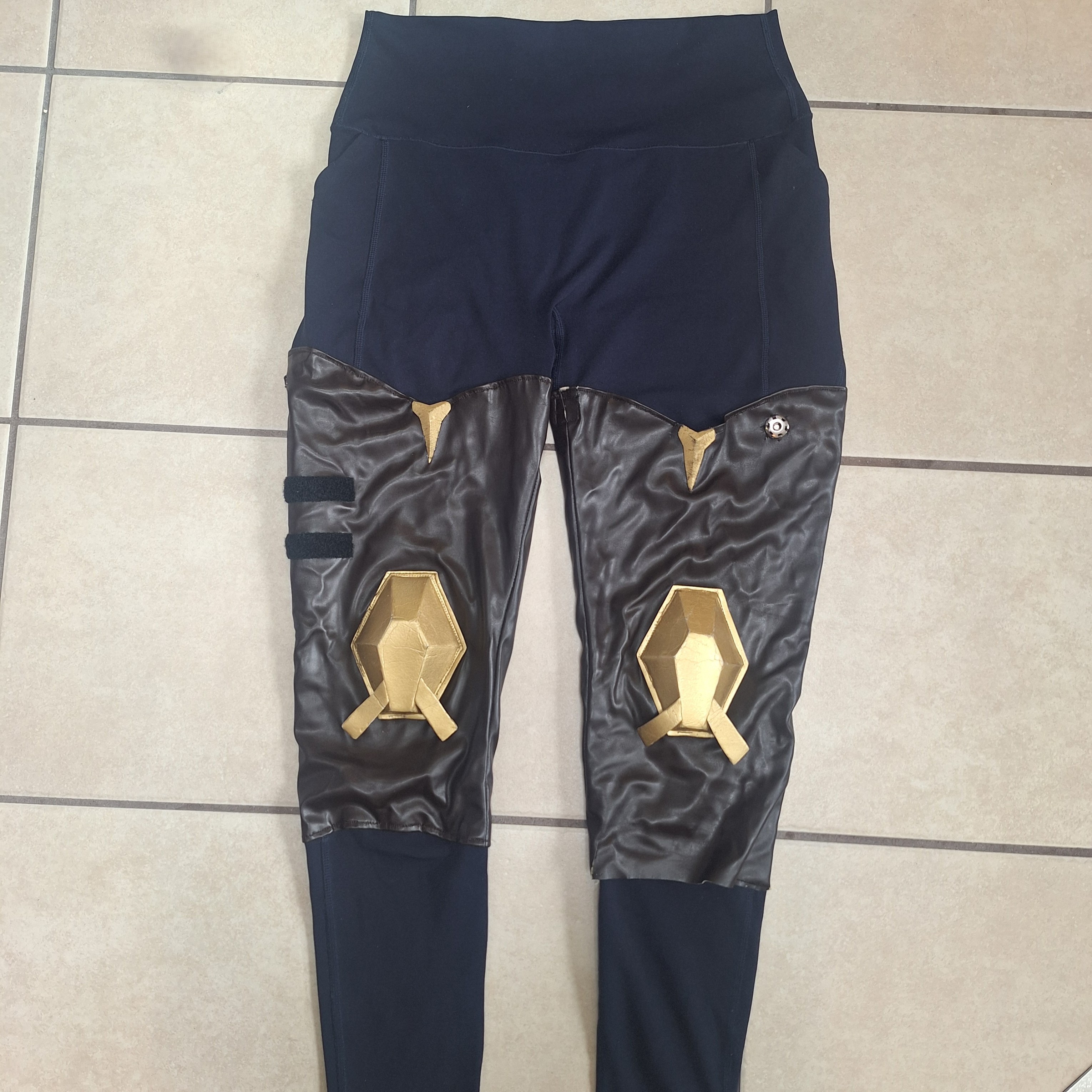 Legguards sewn onto leggings